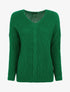 Pull uni à col V et torsade - Vert - 5