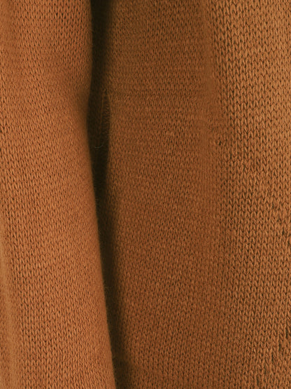 Gilet mi-long ouvert en maille - Camel - 3