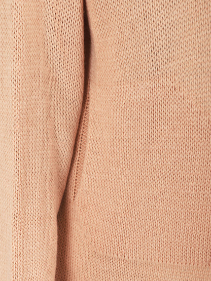 Gilet mi-long ouvert en maille - Rose - 3