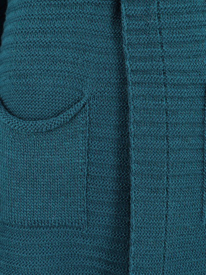 Gilet mi-long côtelé - Bleu canard - 3