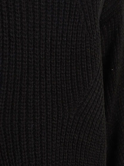 Pull loose à col bateau - Noir - 3
