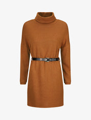 Robe pull à col roulé - Camel - 1