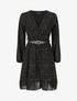 Robe mi-longue cache-coeur à imprimé graphique doré - Noir - 5
