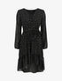 Robe élastiquée imprimée feuilles irisées - Noir - 1