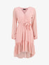 Robe élastiquée imprimée feuilles irisées - Rose - 1
