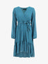 Robe élastiquée imprimée feuilles irisées - Bleu canard - 5