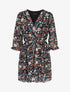Robe cache-coeur à manches transparentes imprimé fleuri - Noir - 1