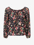 Blouse imprimé fleuri à manches transparentes - Noir - 1
