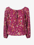 Blouse imprimé fleuri à manches transparentes - Mauve - 1