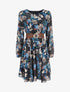 Robe patineuse imprimé orchidées - Marine - 5