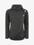 Pull droit boutonné à col roulé - Noir - 1