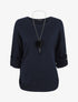 Pull ample uni avec sautoir - Marine - 1