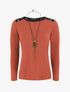 Pull uni à épaules dentelle - Rouille - 5