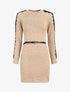 Robe pull courte à manches dentelle - Beige - 5