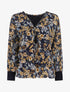 Blouse ample fleuri col zippé - Marine - 1