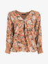 Blouse ample fleuri col zippé - Camel - 4