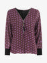 Blouse ample imprimé mosaïque fleurie à col zippé - Violet - 1