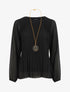 Blouse plissée à manches longues - Noir - 1