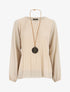 Blouse plissée à manches longues - Beige - 1