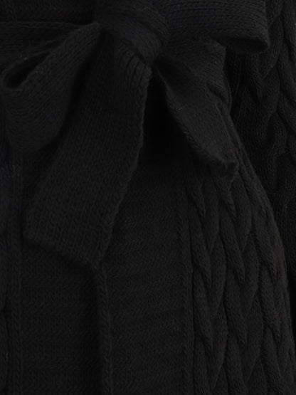 Gilet mi-long ouvert à col châle - Noir - 3