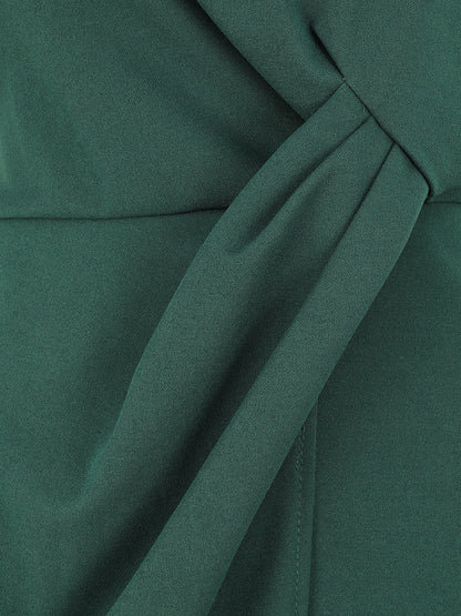 Robe coupe droite effet drapé - Vert sapin - 3