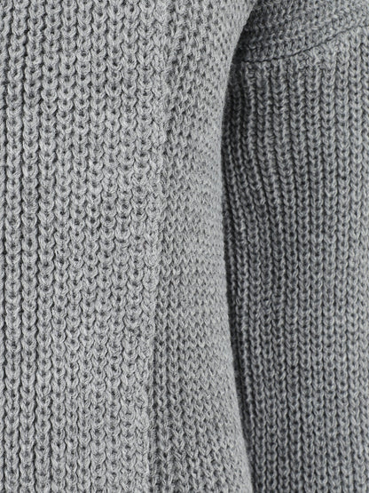 Gilet long ouvert à col rabat - Gris - 3