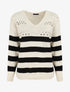 Pull ajourée à rayures - Noir/beige - 5