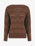 Pull droit uni en maille ajourée - Marron - 1