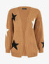 Gilet mi-long ouvert à imprimé étoiles - Camel - 1