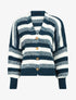 Cardigan à rayures et bords côtelés - Bleu canard - 5