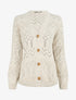 Cardigan grosse maille ajourée et bords côtelés - Beige - 5