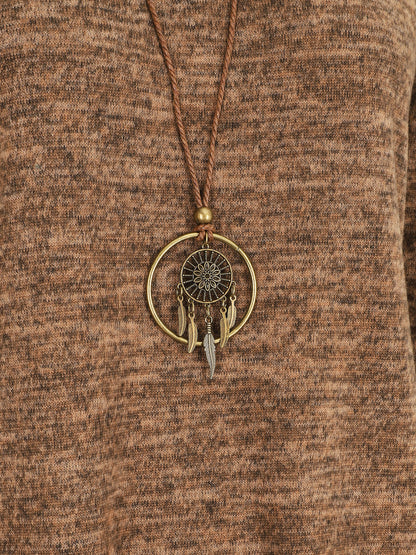Pull à base asymétrique et manches retroussables - Camel - 3