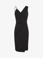 Robe ajustée portefeuille à bretelles asymétriques - Noir - 4