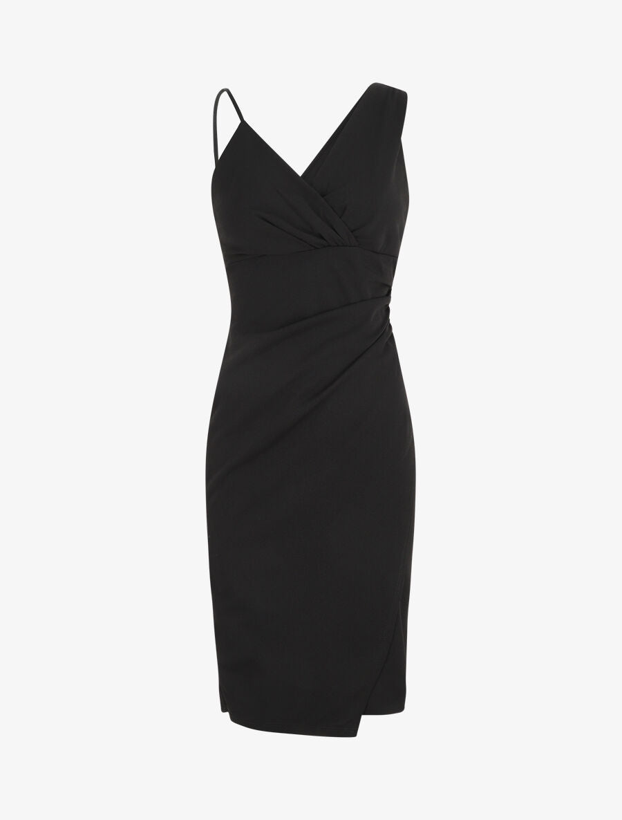 Robe ajustée portefeuille à bretelles asymétriques - Noir - 4