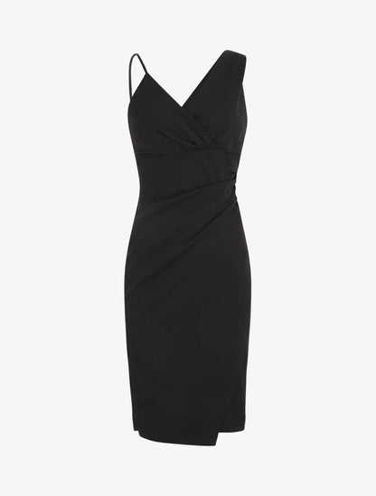 Robe ajustée portefeuille à bretelles asymétriques - Noir - 4