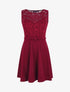 Robe patineuse à buste en dentelle - Bordeaux - 1
