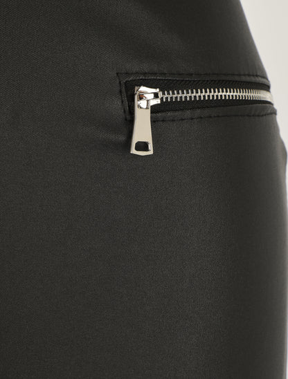 Pantalon slim en simili - Noir - 3