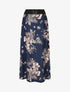 Jupe longue à imprimé fleuri à taille haute - Marine - 4
