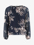 Blouse en voile à imprimé floral - Marine - 1