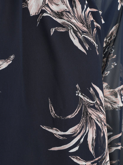 Blouse en voile à imprimé floral - Marine - 3