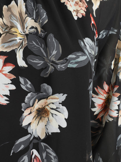 Blouse en voile à imprimé fleuri - Noir - 3