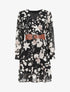 Robe mi-longue à imprimé fleuri - Noir - 1