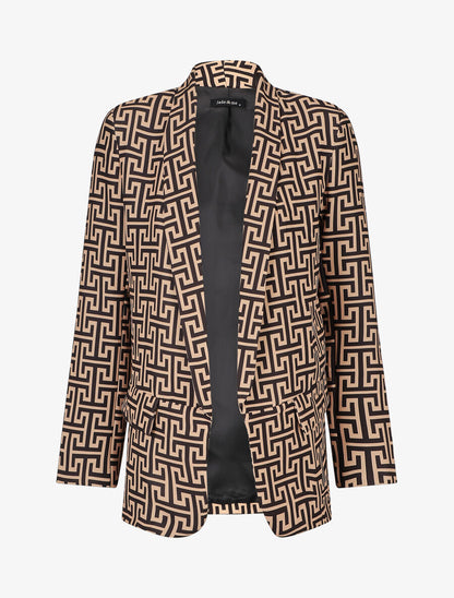 Blazer ample imprimé grec - Camel - 5