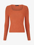 Pull côtelé uni col carré - Orange - 5