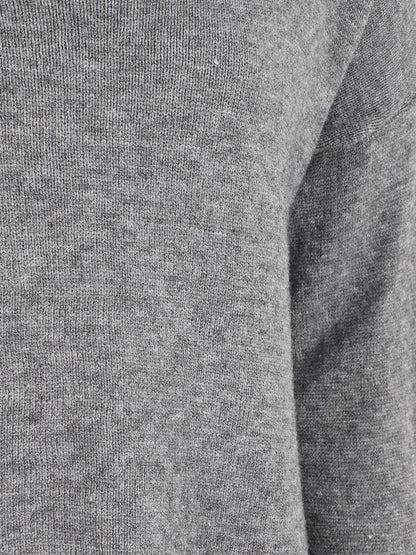 Pull ample uni col V - Gris - 3