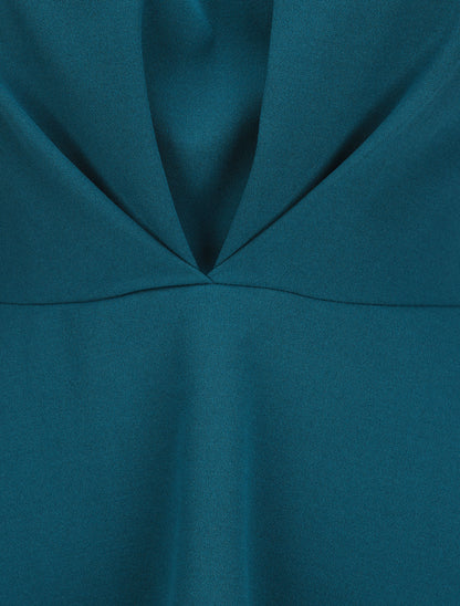 Top péplum à col américain - Bleu canard - 3