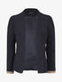Blazer uni à revers imprimé graphique - Marine - 1