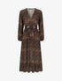 Robe longue empire imprimé fleurs baroques - Noir - 1