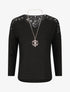 Pull droit à épaules en dentelle - Noir - 1