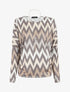 Top manches chauves-souris imprimé zig-zag irisé - Beige - 1